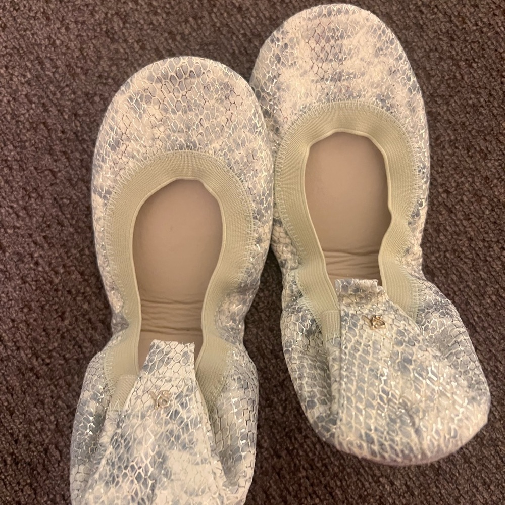 Yosi Samra Metallic Snakeskin Ballet Flats 8